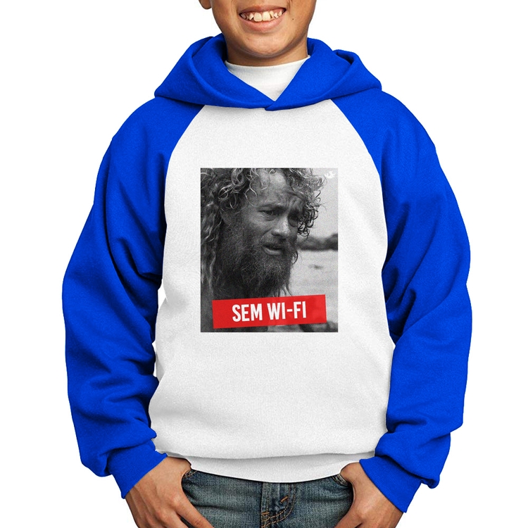 Moletom Infantil Sem Wi-Fi - Branco/Azul