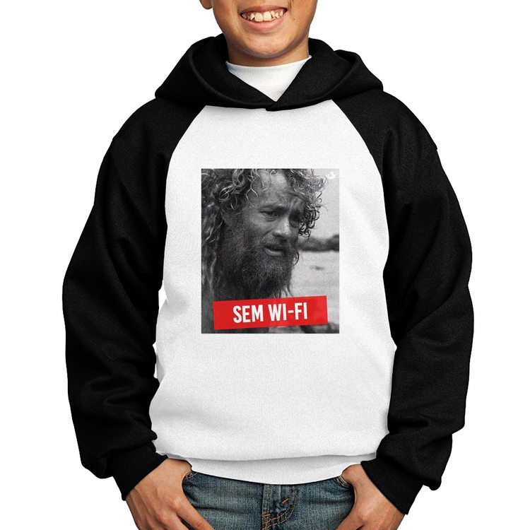 Moletom Infantil Sem Wi-Fi - Branco/Preto