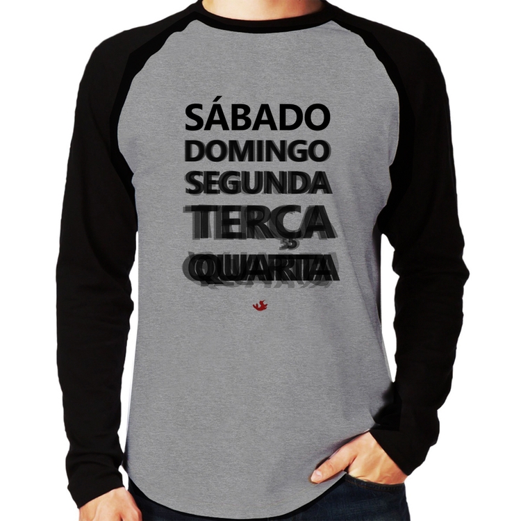 Camiseta Raglan Semana do carnaval Manga Longa - Cinza/Preto