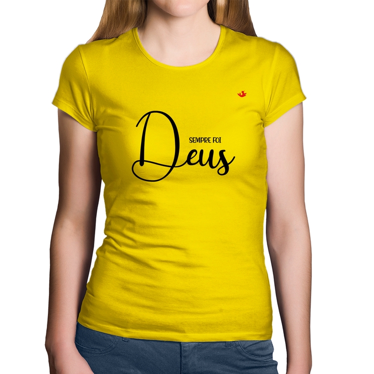 Baby Look Algodão Sempre foi Deus - Amarela