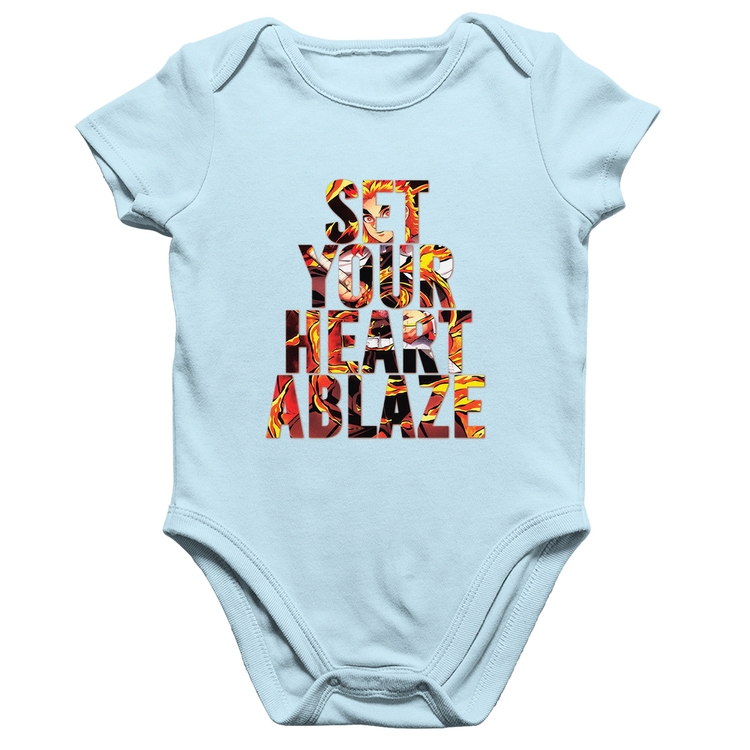 Body Bebê Algodão Set your heart ablaze - Azul Bebê