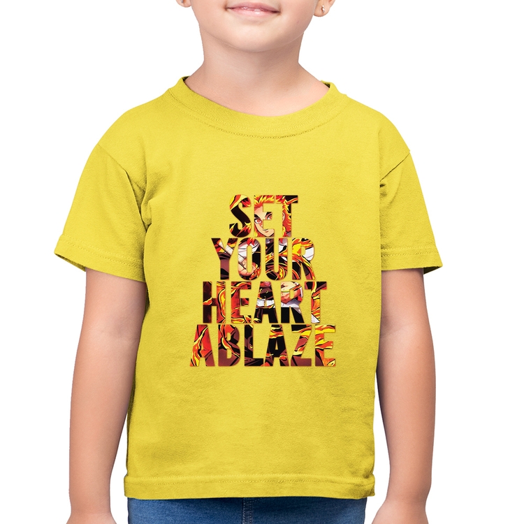 Camiseta Algodão Infantil Set your heart ablaze - Amarelo Canário