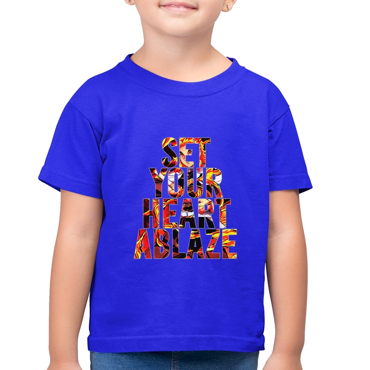 Camiseta Algodão Infantil Set your heart ablaze - Azul Royal