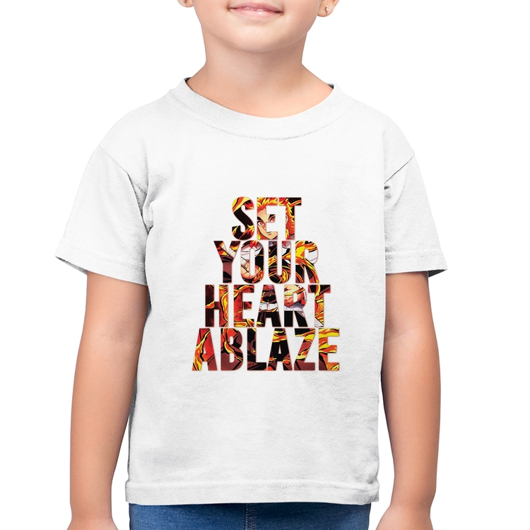 Camiseta Algodão Infantil Set your heart ablaze - Branca