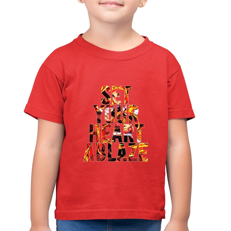 Camiseta Algodão Infantil Set your heart ablaze - Vermelha