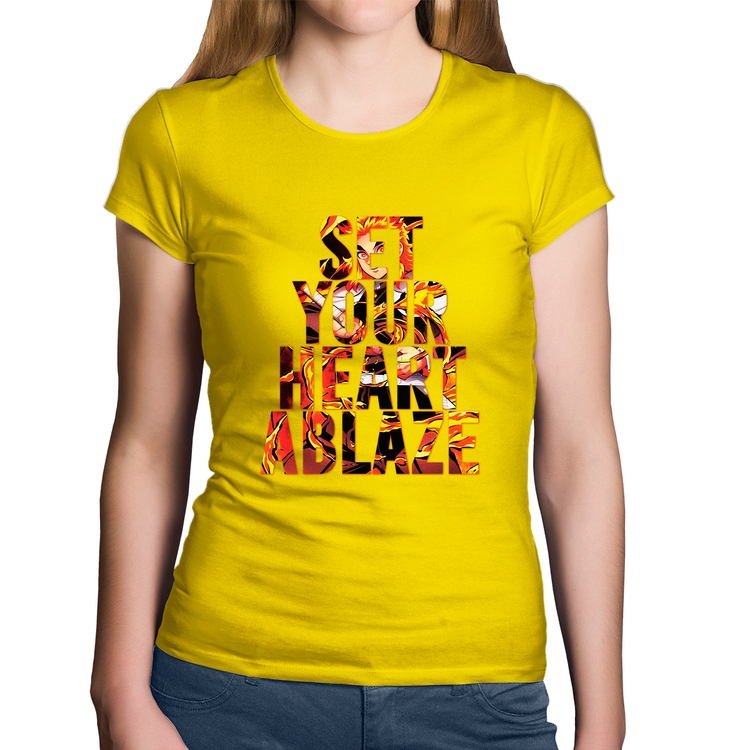 Baby Look Algodão Set your heart ablaze - Amarela