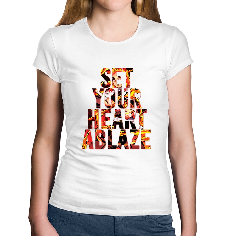 Baby Look Algodão Set your heart ablaze - Branca