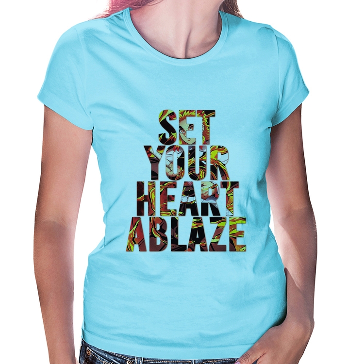 Baby Look Set your heart ablaze - Azul Bebê