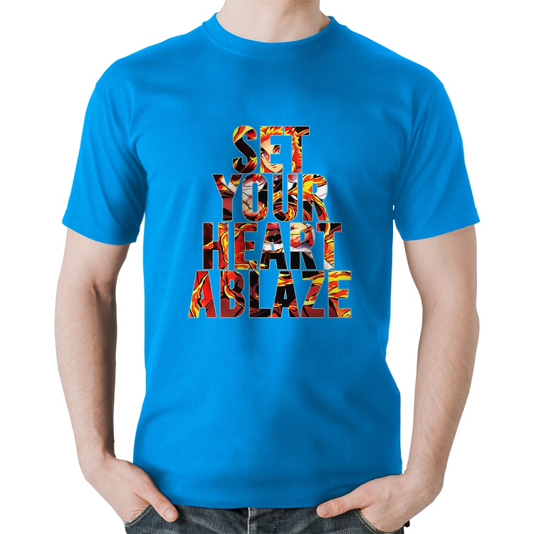 Camiseta Algodão Set your heart ablaze - Azul