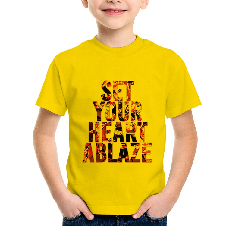 Camiseta Infantil Set your heart ablaze - Amarela