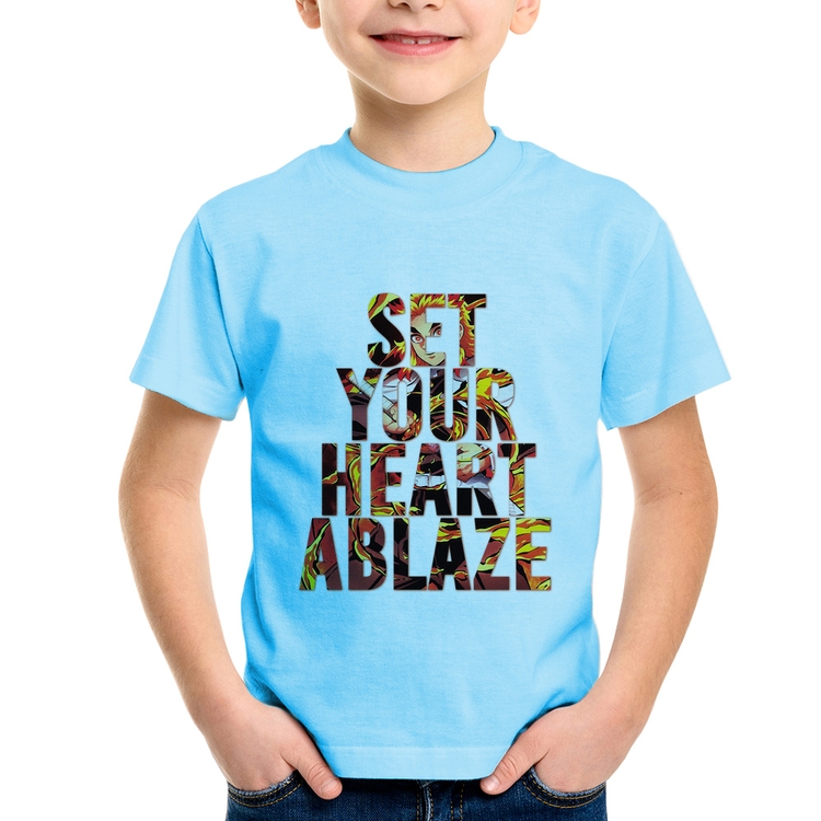 Camiseta Infantil Set your heart ablaze - Azul Bebê