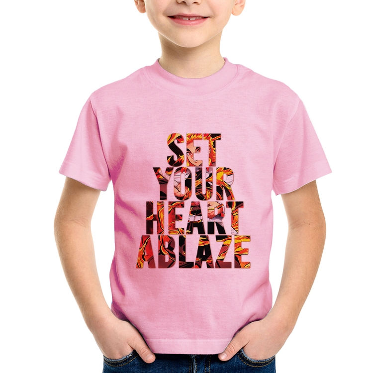 Camiseta Infantil Set your heart ablaze - Rosa Bebê