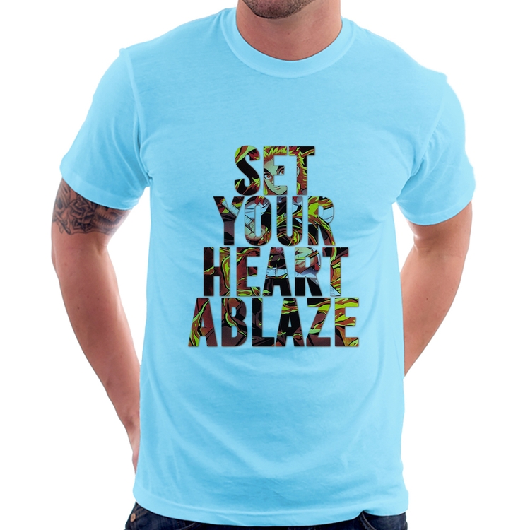 Camiseta Set your heart ablaze - Azul Bebê