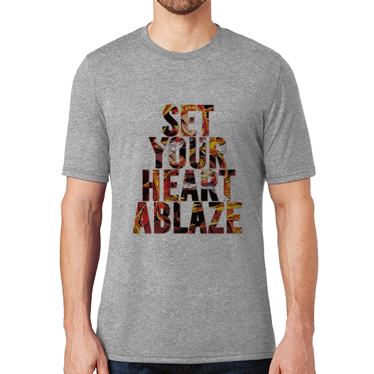 Camiseta Set your heart ablaze - Cinza