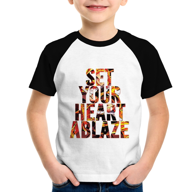 Camiseta Raglan Infantil Set your heart ablaze