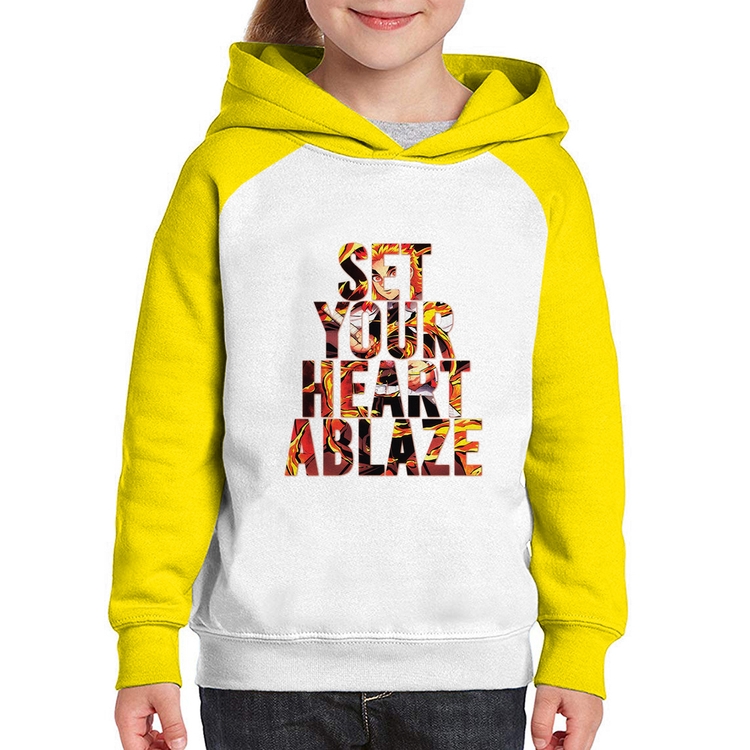 Moletom Infantil Set your heart ablaze - Branco/Amarelo