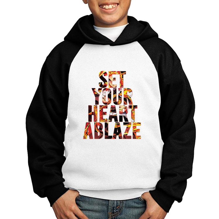 Moletom Infantil Set your heart ablaze - Branco/Preto