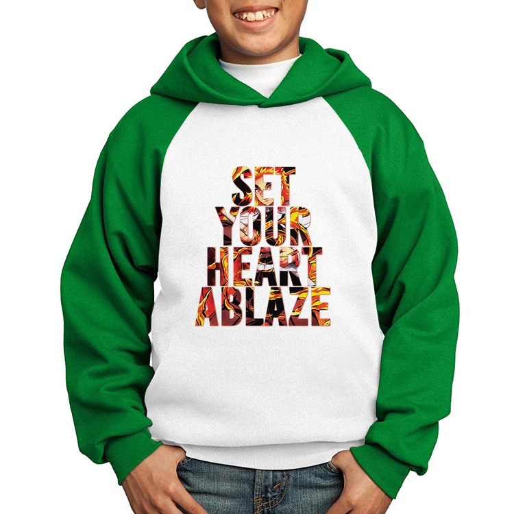Moletom Infantil Set your heart ablaze - Branco/Verde