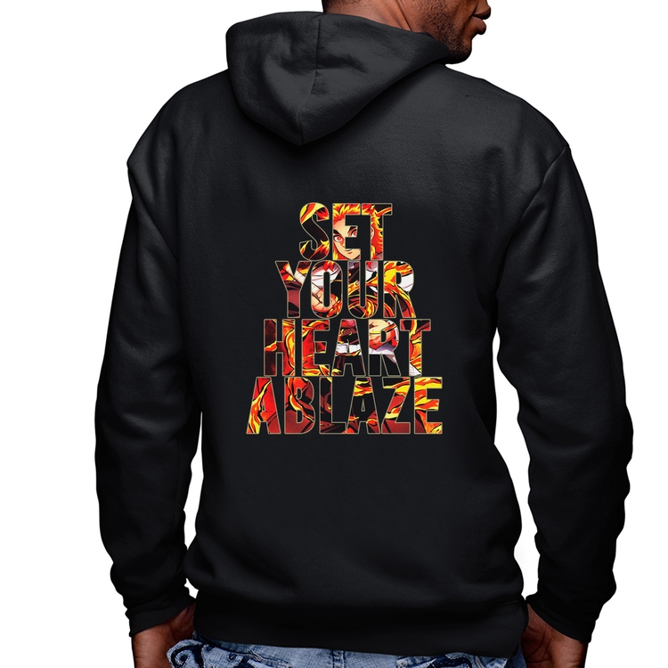 Blusa Moletom Set your heart ablaze Masculina com Capuz e Zíper