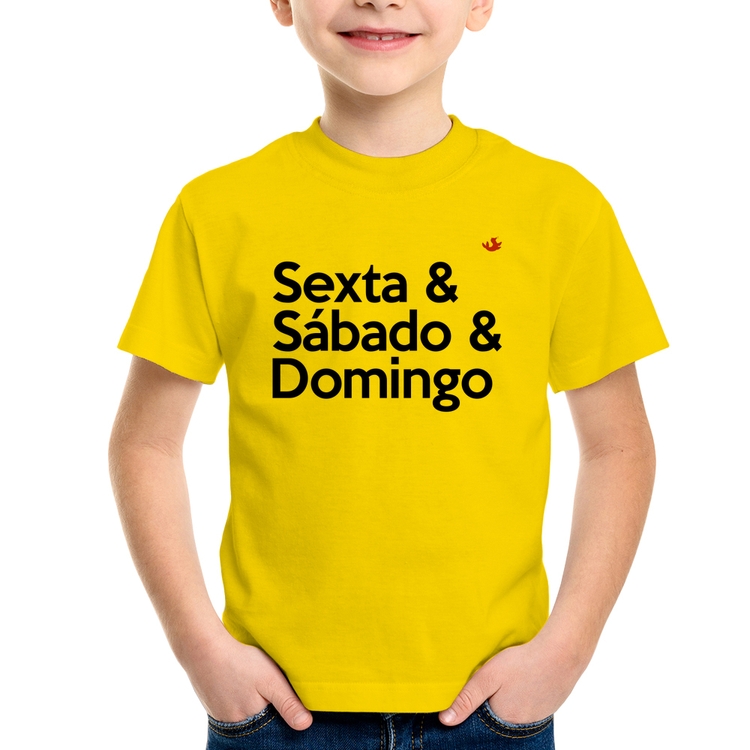 Camiseta Infantil Sexta & Sábado & Domingo - Amarela