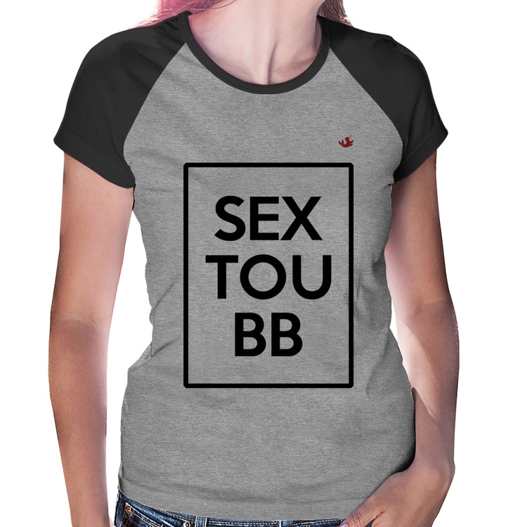 Baby Look Raglan Sextou BB - Cinza/Preto
