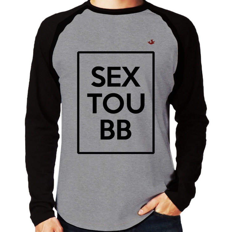Camiseta Raglan Sextou BB Manga Longa - Cinza/Preto