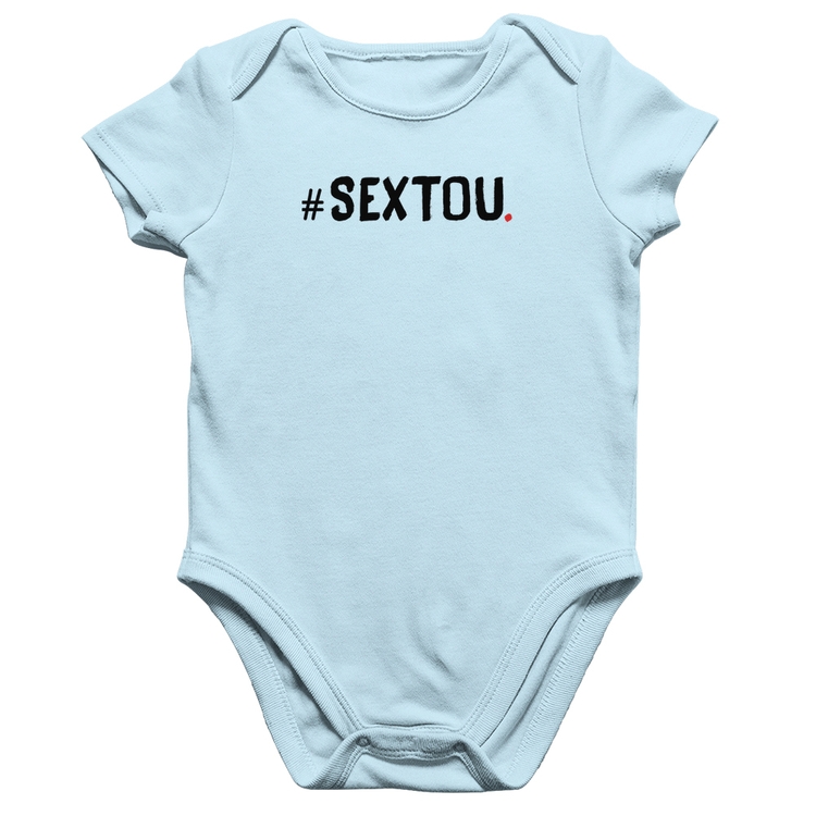 Body Bebê Algodão Sextou Hashtag - Azul Bebê