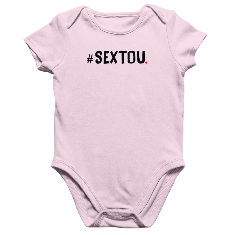 Body Bebê Algodão Sextou Hashtag - Rosa Bebê
