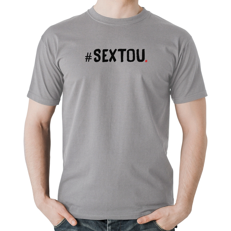Camiseta Algodão Sextou Hashtag - Cinza