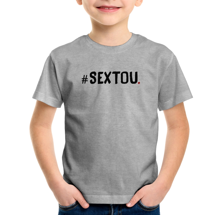 Camiseta Infantil Sextou Hashtag - Cinza