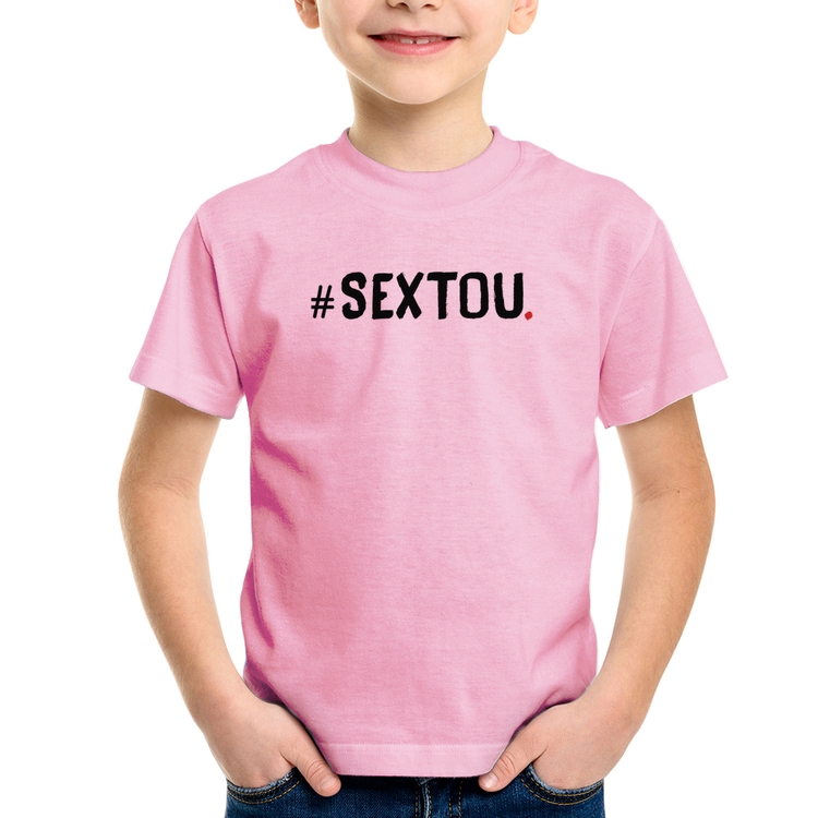 Camiseta Infantil Sextou Hashtag - Rosa Bebê
