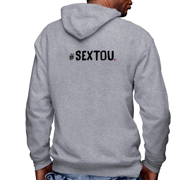 Blusa Moletom Sextou Hashtag Masculina com Capuz e Zíper - Mescla