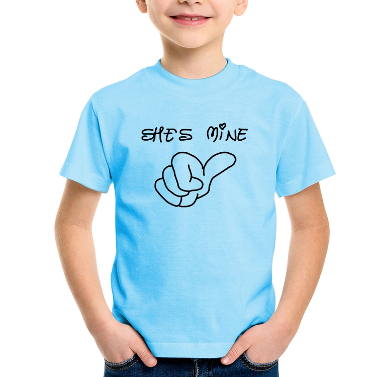 Camiseta Infantil She's Mine - Azul Bebê