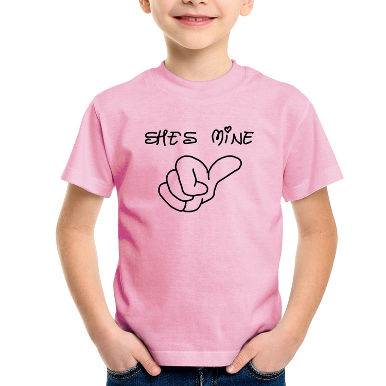 Camiseta Infantil She's Mine - Rosa Bebê
