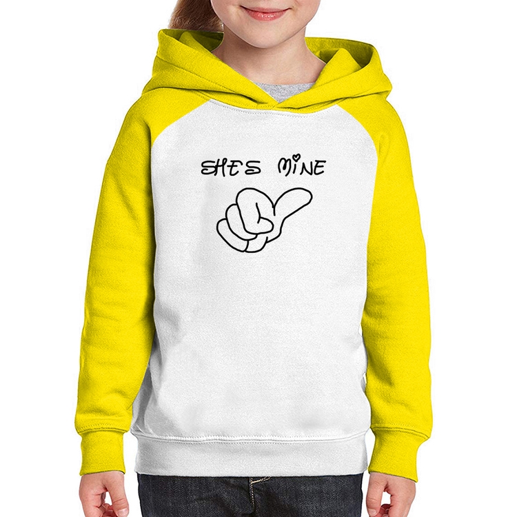 Moletom Infantil She's Mine - Branco/Amarelo