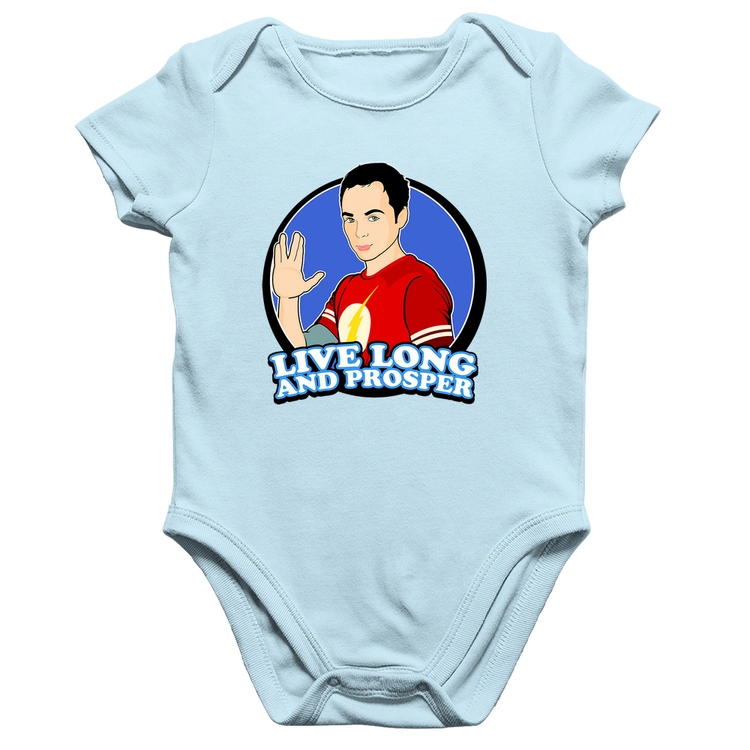 Body Bebê Algodão Sheldon Spock - Azul Bebê