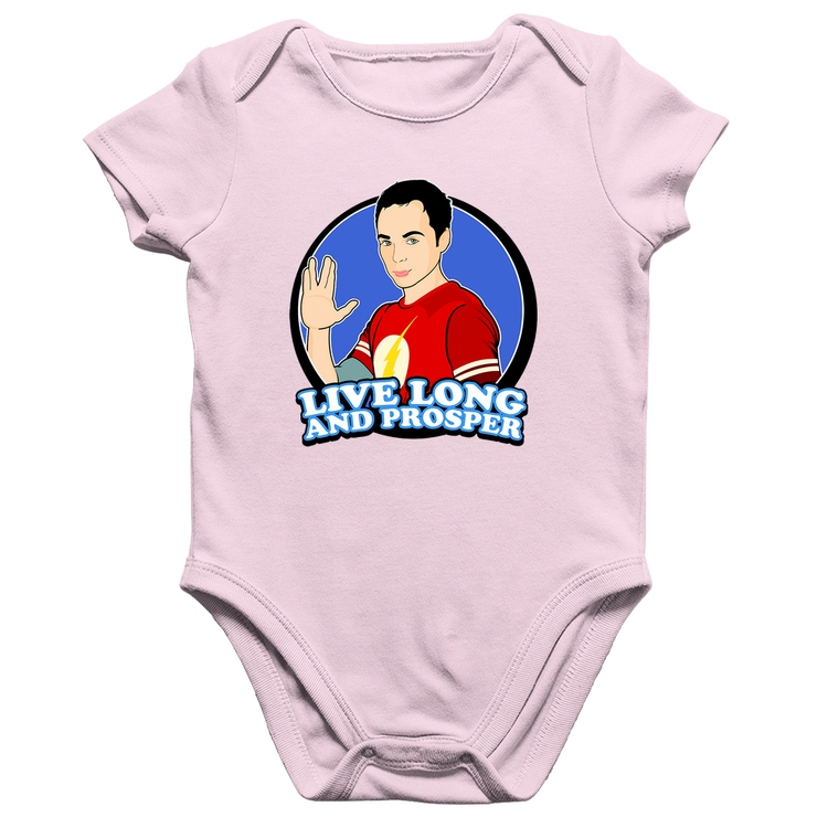 Body Bebê Algodão Sheldon Spock - Rosa Bebê