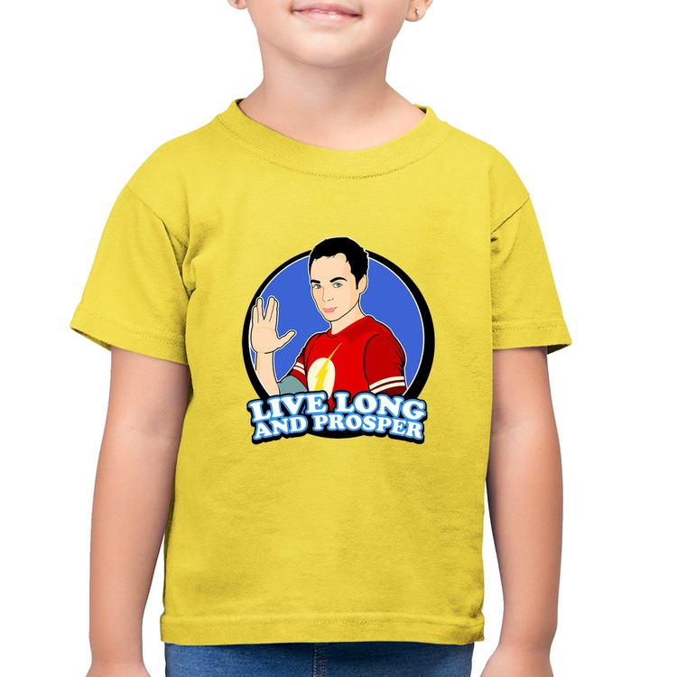 Camiseta Algodão Infantil Sheldon Spock - Amarelo Canário