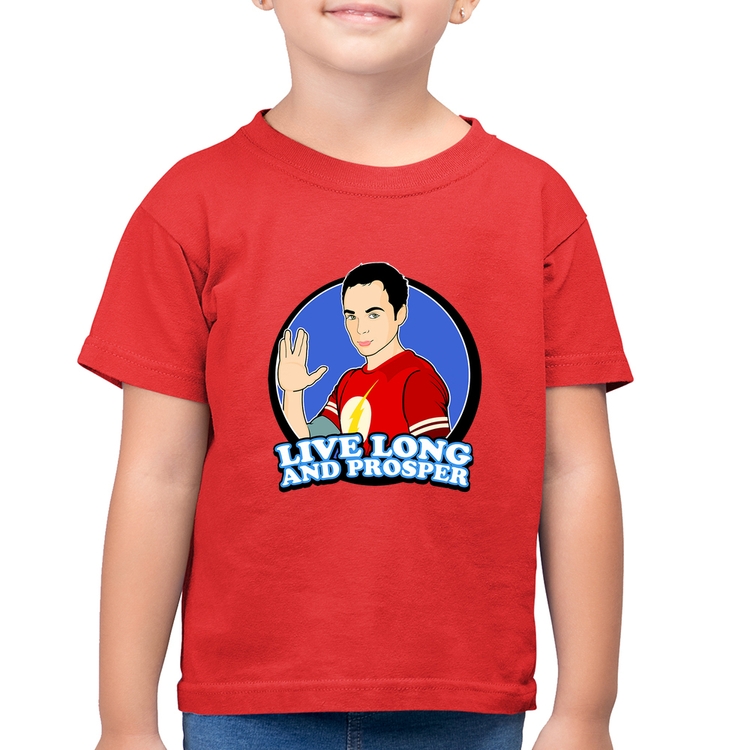 Camiseta Algodão Infantil Sheldon Spock - Vermelha