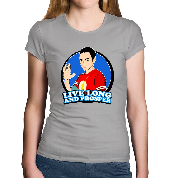 Baby Look Algodão Sheldon Spock - Cinza