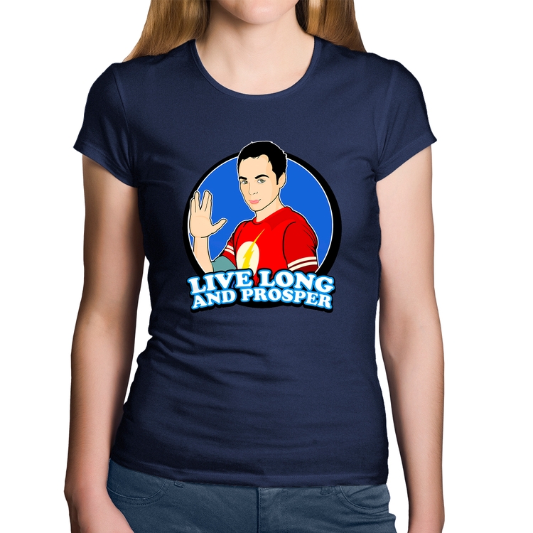 Baby Look Algodão Sheldon Spock - Marinho