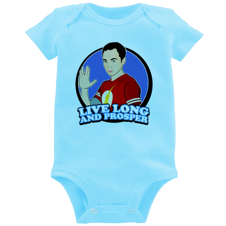 Body Bebê Sheldon Spock - Azul Bebê