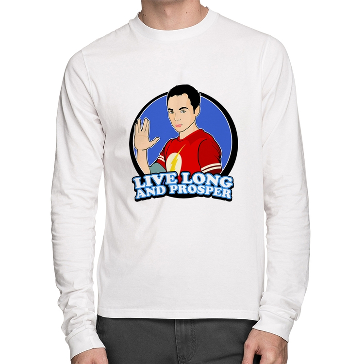Camiseta Algodão Sheldon Spock Manga Longa - Branca