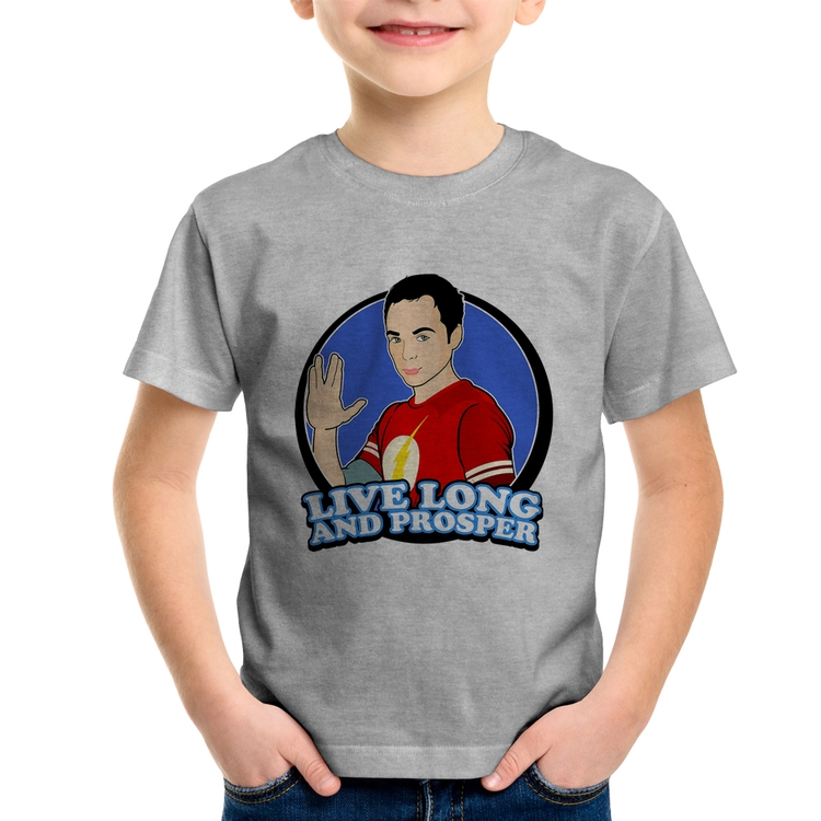 Camiseta Infantil Sheldon Spock - Cinza