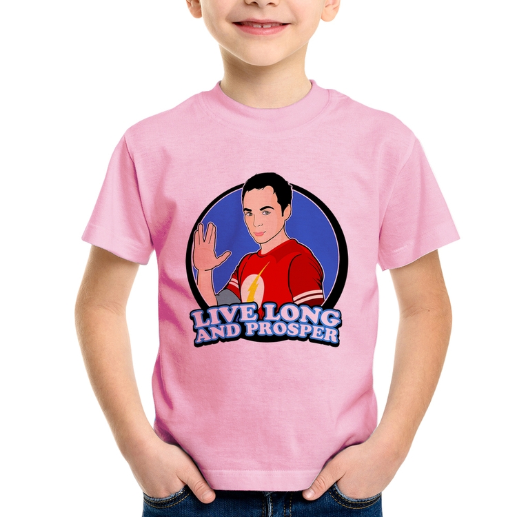 Camiseta Infantil Sheldon Spock - Rosa Bebê
