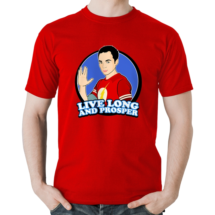 Camiseta Algodão Sheldon Spock - Vermelha