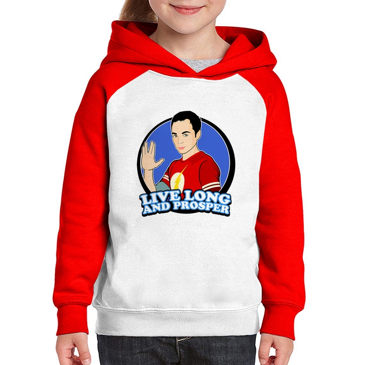 Moletom Infantil Sheldon Spock - Branco/Vermelho