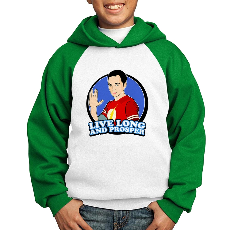 Moletom Infantil Sheldon Spock - Branco/Verde