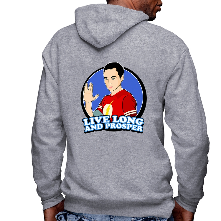Blusa Moletom Sheldon Spock Masculina com Capuz e Zíper - Mescla
