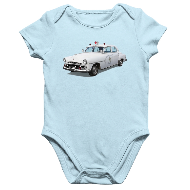 Body Bebê Algodão Sheriff Car - Azul Bebê
